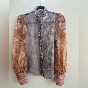 NEW ZIMMERMANN kaleidoscope spliced blouse in multi